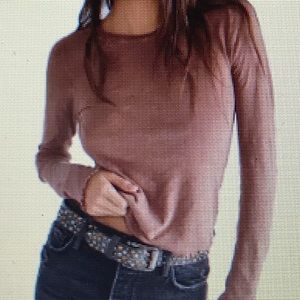 Free people be my baby long sleeve knit top desert topaz size Large we the free